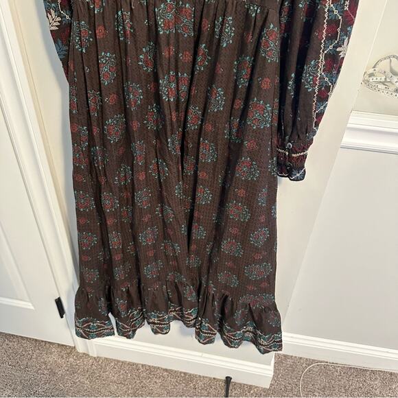 Sea New York Black Blue Embroidered Smocked Maxi Dress S/M - Picture 6 of 14
